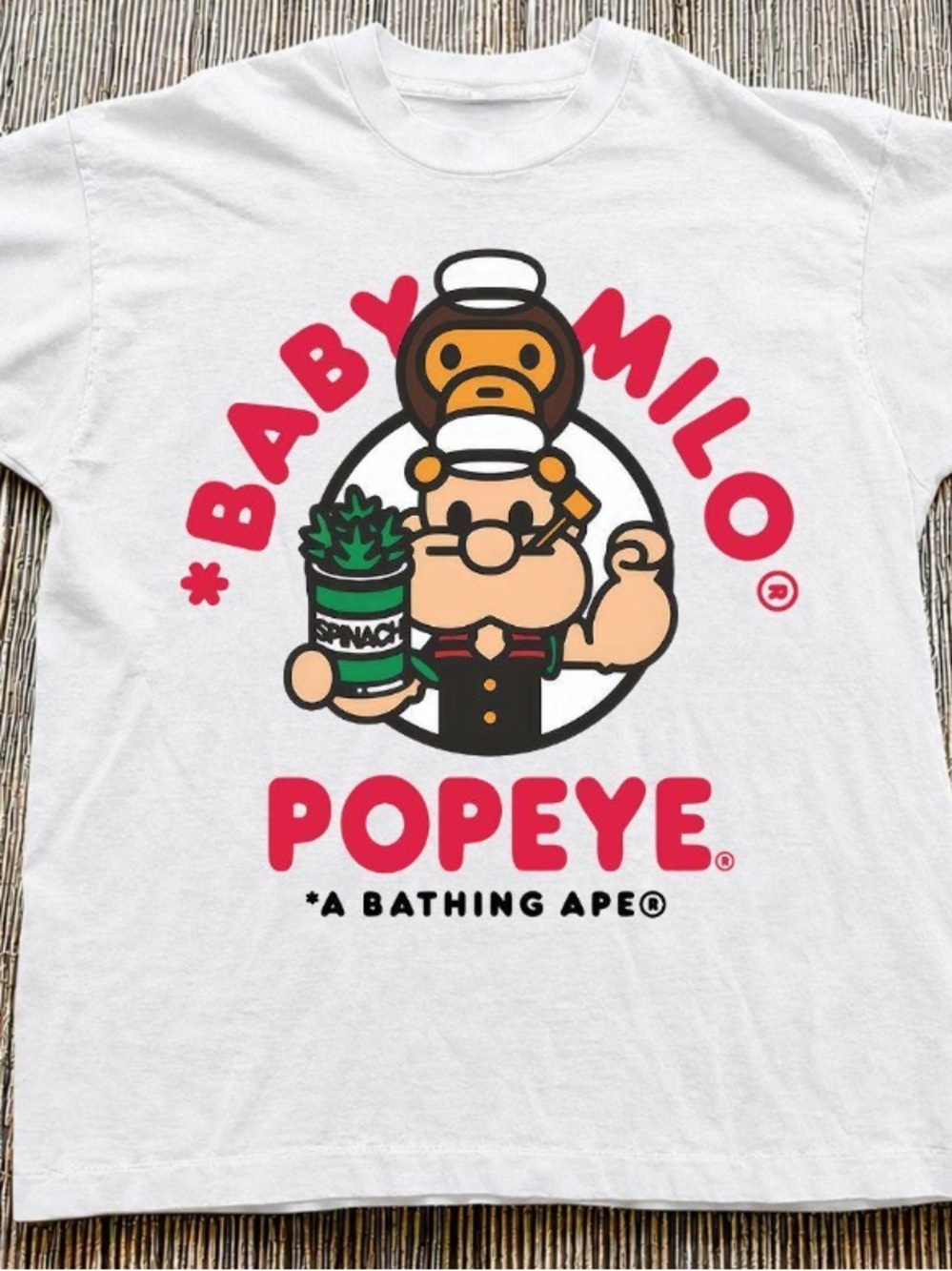Gildan White T-shirt with Red Baby Milo x Popeye Graphic